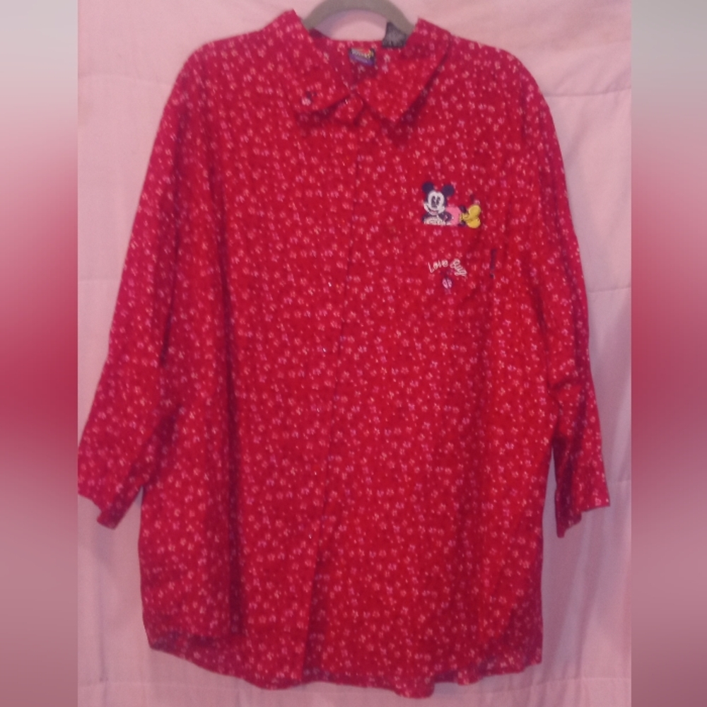Love Bug Disney Mickey Unlimited Vintage Button Front Top - Size 26W/28W